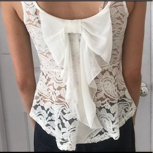 NWT White Lace Bow Tank Top